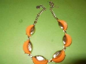   Thermoset Plastic Orange Goldtone Textured Choker Necklace  