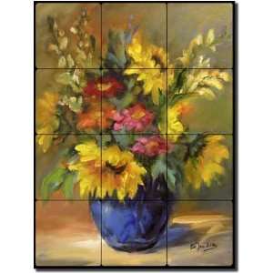 Mixed Bouquet by Bette Jaedicke   Flowers Floral Tumbled Marble Tile 
