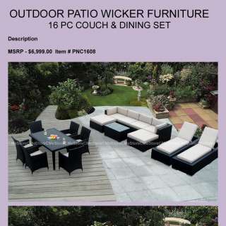 Outdoor Patio Wicker Furniture 16pc Dining & Lounge Set  