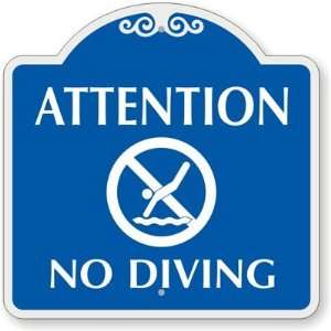  Attention  No Diving (with Graphic) Designer Signs, 18 x 