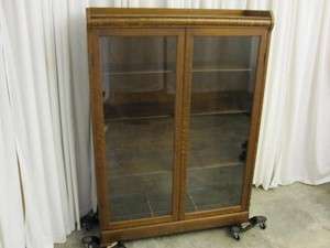   Bookcase China or Curio Cabinet Quarter Saw Dark Tiger Oak Glass Doors