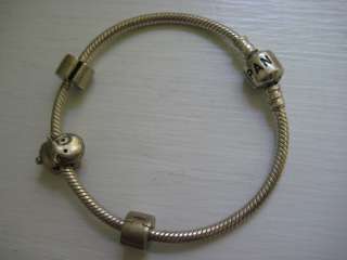 Sterling Silver Genuine Pandora Bracelet Dog Charm + 2  