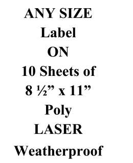 10 Sheets 8 1/2x 11 ANY SIZE WATERPROOF CLEAR Labels  