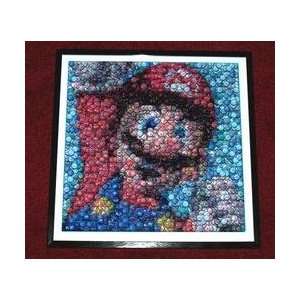   Framed Nintendo Mario Bottlecap super mosaic print 