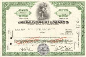 Minnesota Enterprises  MEI now Pepsi stock certificate  