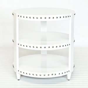  Worlds Away Nora Table in White Lacquer Furniture & Decor