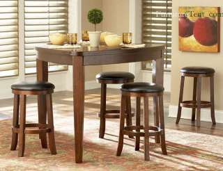 Pc. Dining Table Set Triangular Shape Wood with Stools  