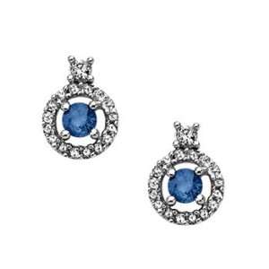   Blue Diamond Circle Earrings in 14k White Gold Angara Inc. Jewelry