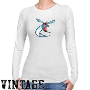 NCAA Delaware State Hornets Ladies White Distressed Logo Vintage Long 