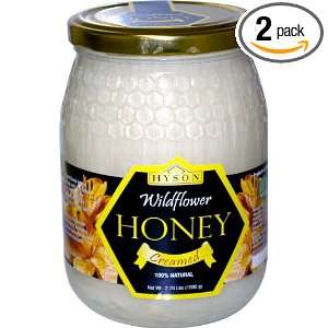 Hyson White Creamed Honey, Wildflower , 35.3 Ounce Glass Jar (Pack of 