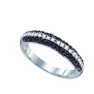    Ladies 10K White Gold .49ct Black Diamond Bridal Band Ring Jewelry