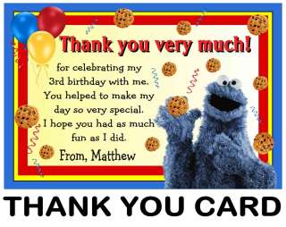 SESAME STREET COOKIE MONSTER BIRTHDAY THANK YOU CARDS  