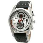   DFU007ZWB Mens Red Label Silver Dial Black Leather Chronograph Watch
