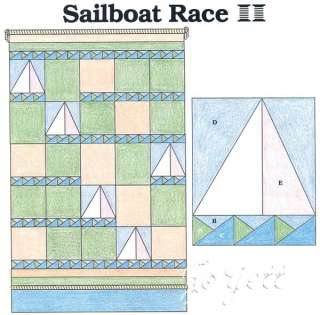 Sailboat Race Quilt Block & Wall Quilt quilting pattern & templates 