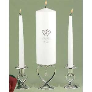  White All My Heart Unity Candle Set 