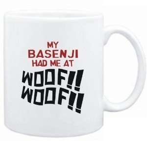    Mug White MY Basenji HAD ME AT WOOF Dogs