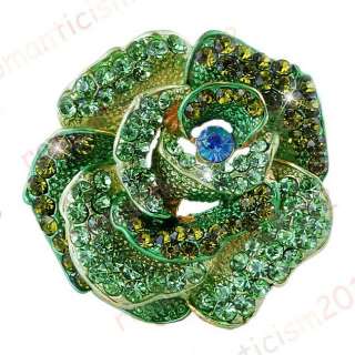 FREE green Floral Brooch Pin W Czech rhinestone crystal  