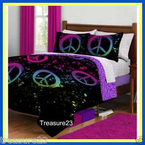 Peace Signs Girls Teen TWIN Bed In A Bag Bedding Set  
