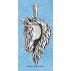    STERLING SILVER LARGE ANTIQUED HORSE HEAD PENDANT WITH LONG MANE