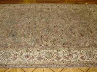   Beige & Ivory Fine Plush Hand Knotted Wool Jaipur Persian Oriental Rug
