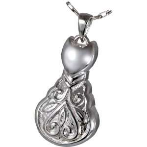 Silver Scroll Kitty Cremation Jewelry