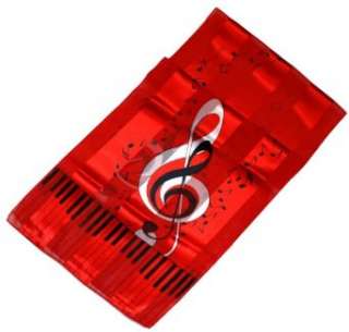  Red & Black Piano, Notes & G Clef Satin Stripe Oblong 