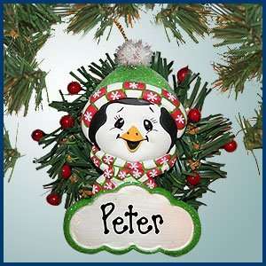  Personalized Christmas Ornaments   Penguin Wreath Male Ornament 