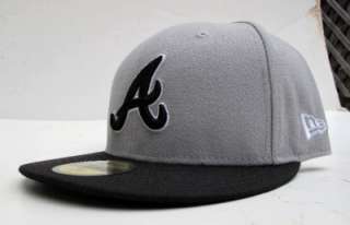 Atlanta Braves Grey Black All Sizes Cap Hat by New Era  