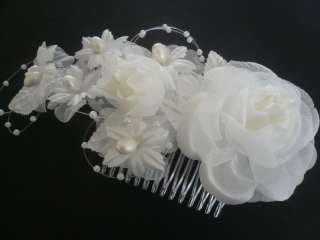 Artificial Silk Flower Hair Ornament/ Ivory Color  