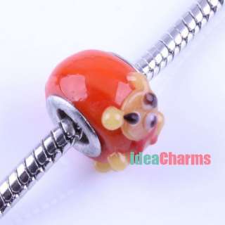   18x Mixed Craved Cartoon Animal Glass Lampwork Charm Bead Fit Bracelet