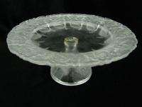 Frosted Glass Rose Pedestal Cake Serving Plate Stand  
