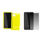   Yellow Hard Rubberized Case Cover+Screen Protector for HTC Holiday