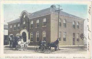 IL NORTH CHICAGO FIRE DEPT TOWN VIEW MAILED 1908 M38842  