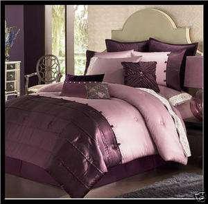 Daisy Fuentes GLAM Satin Comforter Set FULL 4 pcs Lilac & PURPLE *NEW 