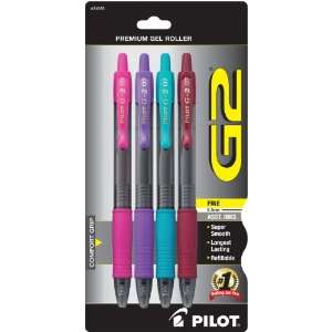 Pilot G2 Retractable Premium Gel Ink Rolling Ball Pen, Fine Point, 4 