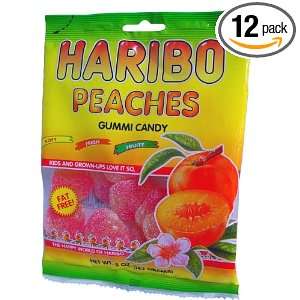 Haribo Gummi Candy Peaches, 5 ounces (Pack of12)  Grocery 