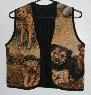 BORDER TERRIER DOG ON A TAPESTRY VEST NEW SIZE 34 ACROSS. M.  