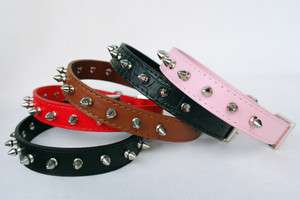   Spiked Studded Leather Dog Collars XS S M L Size Cheap Puppy Collars