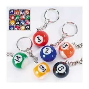  Pool Ball Keychains   Solid Resin   (Full Set 16 Pieces 