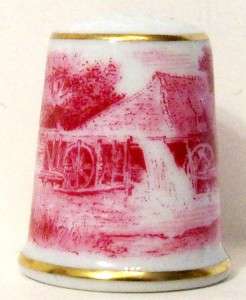 Kaiser West Germany Country Scene Porcelain Thimble Sewing Collectible 