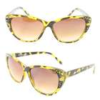   Rhinestone Sunglasses 7071 Yellow Python Frame Amber Gradient Lens