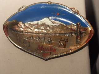 Vintage Heavy Metal Oval Plate of Alaska State of Midnight Sun  