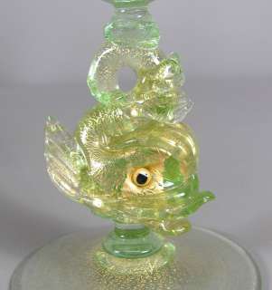 22pc Set Venetian Art Glass Stemware Stylized Dolphin  