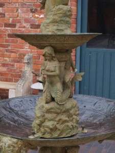   Verdigris Bronze Garden Water Fountain   Cherubs Mermaids Seahorse