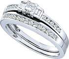 14k White Gold Princess 3 Stone Diamond Bridal Wedding Engagement Ring 