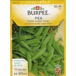  Burpee 53515 Pea, Snap Super Sugar Snap Seed Packet Patio 