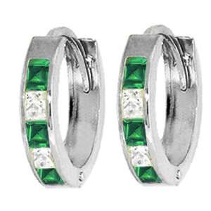   Hoop Earrings with Imitation Emeralds & Cubic Zirconia CZ Jewelry