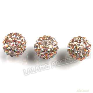 100x Charms New Wholesale White Clear Resin Rhinestone Ball Spacer 