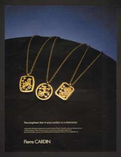 1970 Pierre Cardin Zodiac Diamond Jewelry Print Ad  