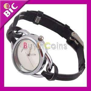 Elegant Leather String Bracelet Lady Quartz Wrist Watch  